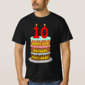 10e verjaardag — Fun Cake & Candles, w/ Eigen naam T-shirt (Voorkant)