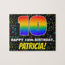 10e verjaardag — Fun, Colorful Music Symbols & "10