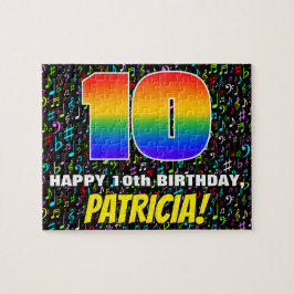 10e verjaardag — Fun, Colorful Music Symbols & "10 Legpuzzel