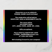 10e verjaardag — Fun, Colorful Music Symbols Folie Uitnodiging (Achterkant)