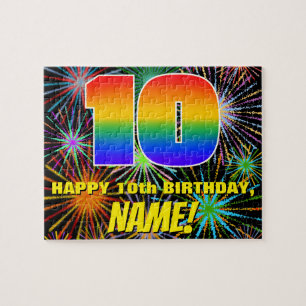 10e verjaardag: Fun, kleurrijk gevuurwerk Legpuzzel