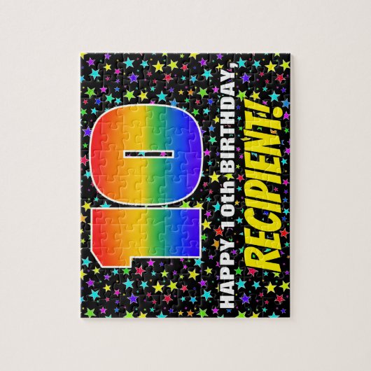 10e verjaardag — Fun, kleurrijk Star Field Pattern Legpuzzel (Verticaal)
