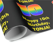 10e verjaardag: Fun, kleurrijke regenboog geïnspir Cadeaupapier (Rol Hoek)