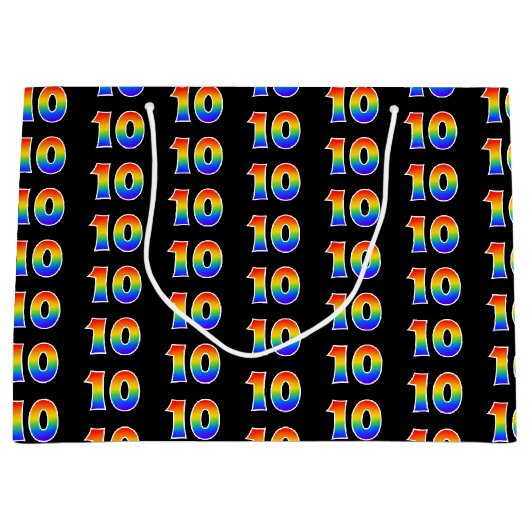 10e verjaardag: Fun Rainbow Event Number 10 Patter Groot Cadeauzakje (Voorkant)