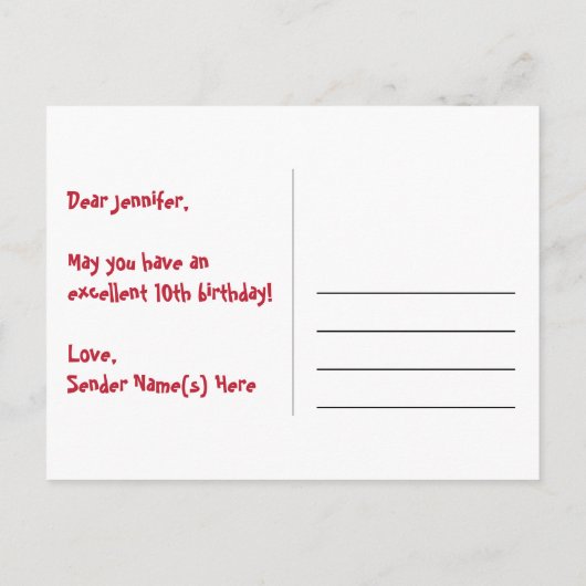 10e verjaardag: Fun Stars Pattern, Rainbow 10, Naa Briefkaart (Achterkant)