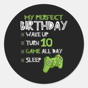 10e verjaardag gaming 10 jaar oude perfecte gamer  ronde sticker