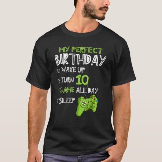 10e verjaardag gaming 10 jaar oude perfecte gamer  t-shirt (Voorkant)