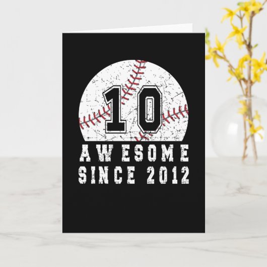 10e verjaardag, geboren in 2012 in honkbal, 10 jaa kaart (Gele Bloem)