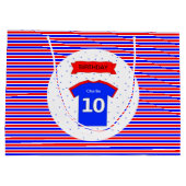 10e verjaardag gepersonaliseerd rood blauw groot cadeauzakje (Achterkant)