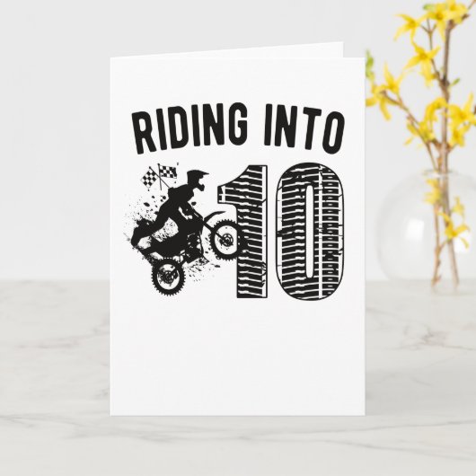 10e verjaardag Gift Dirt Bike 10-jarige jongen Kaart (Gele Bloem)