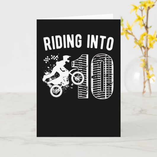 10e verjaardag Gift Dirt Bike 10-jarige jongen Kaart (Gele Bloem)