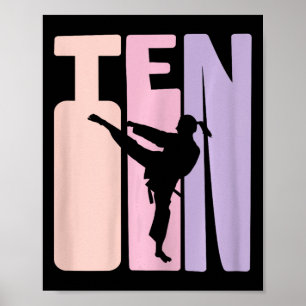 10e verjaardag Gift Karate Retro Taekwondo Martial Poster
