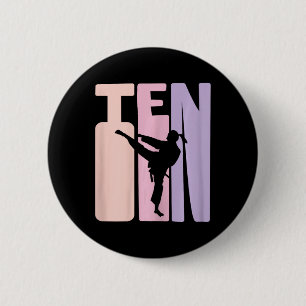 10e verjaardag Gift Karate Retro Taekwondo Martial Ronde Button 5,7 Cm