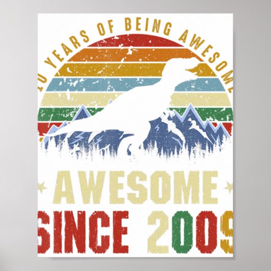 10e verjaardag Gifts 10 jaar oud Geweldige Dino 20 Poster (Voorkant)