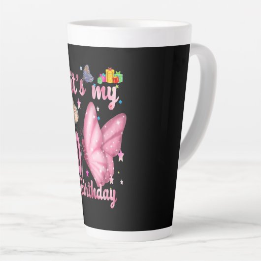 10e verjaardag Girl Butterfly Princess Birthday Latte Mok (Rechterhoek)