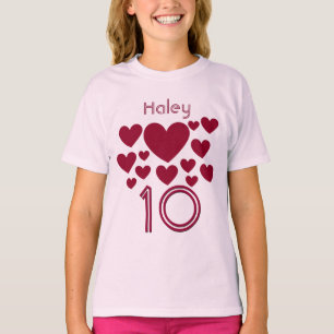10e verjaardag Girl Oodles of Hearts 10 jaar T-shirt