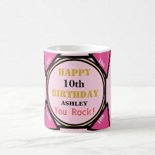10e verjaardag Girl Pink Gold Koffiemok