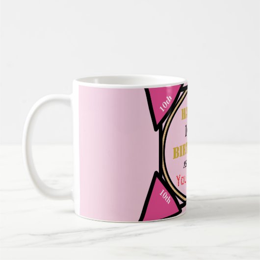 10e verjaardag Girl Pink Gold Koffiemok (Links)