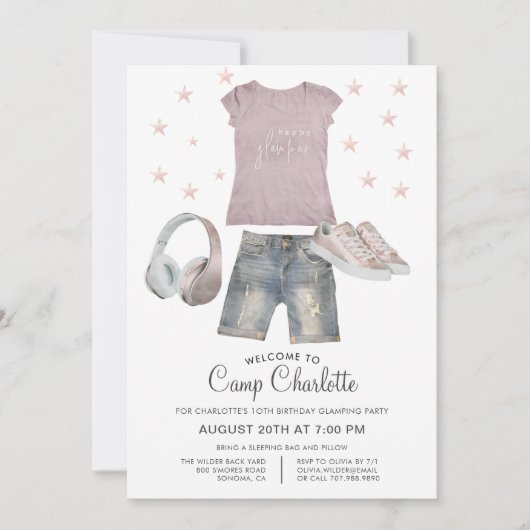 10e verjaardag glamping Party under the Stars Invi Kaart (Voorkant)