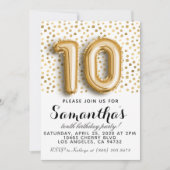 10e verjaardag Gold Polkadot uitnodiging (Voorkant)