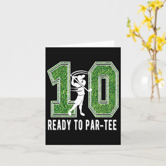 10e verjaardag Golfer Boy Tien jaar oude Golfspele Kaart (Gele Bloem)