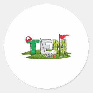 10e verjaardag golfthema 10 jaar oude Kinder sport Ronde Sticker