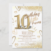 10e verjaardag gouden glitters Glamourfeest Kaart (Voorkant)