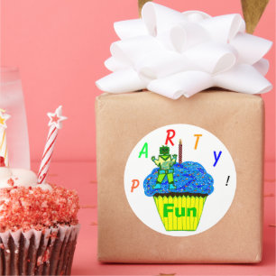 10e verjaardag groene jongen robot en ruimteschip  ronde sticker