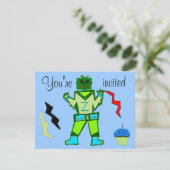 10e verjaardag groene robot Boy and Spaceship Star Kaart (Staand voorkant)
