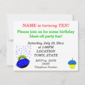 10e verjaardag groene robot Boy and Spaceship Star Kaart (Achterkant)