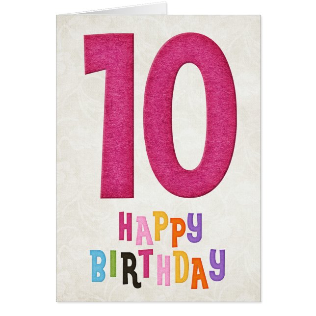10e verjaardag Happy Birthday Kaart Design 4 (Voorkant)