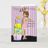 10e Verjaardag, Happy Birthday Kaart kleine meisje (Gele Bloem)