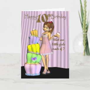 10e Verjaardag, Happy Birthday Kaart kleine meisje