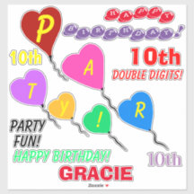 10e verjaardag hart ballonnen gepersonaliseerd vin