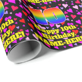 10e verjaardag: Heatpatroon liefhebbend, regenboog Cadeaupapier (Rol Hoek)