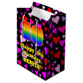 10e verjaardag: Heatpatroon liefhebbend, regenboog Medium Cadeauzakje (Voorkant Gekanteld)