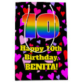 10e verjaardag: Heatpatroon liefhebbend, regenboog Medium Cadeauzakje (Voorkant)