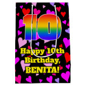 10e verjaardag: Heatpatroon liefhebbend, regenboog Medium Cadeauzakje (Achterkant)