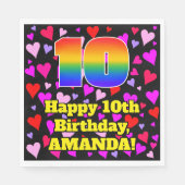 10e verjaardag: Heatpatroon liefhebbend, regenboog Servet (Voorkant)