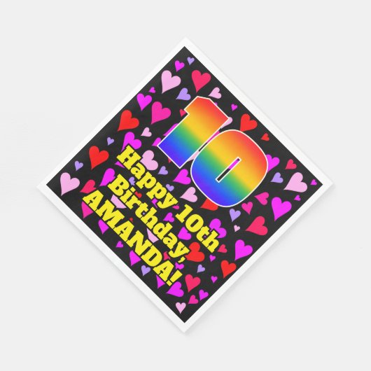 10e verjaardag: Heatpatroon liefhebbend, regenboog Servet (Hoek)