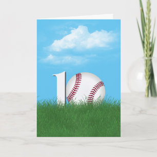 10e verjaardag honkbal in groen gras kaart