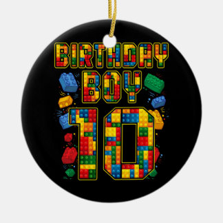 10e verjaardag HoofdBouwer 10 jaar oud Blok Keramisch Ornament