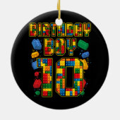 10e verjaardag HoofdBouwer 10 jaar oud Blok Keramisch Ornament (Achterkant)