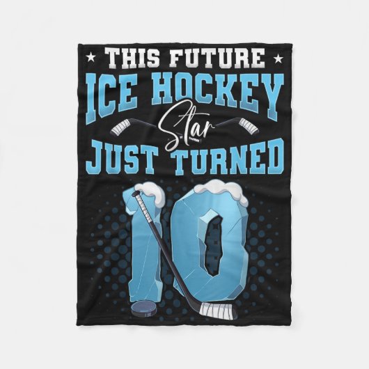 10e verjaardag ijshockey fleece deken (Voorkant)