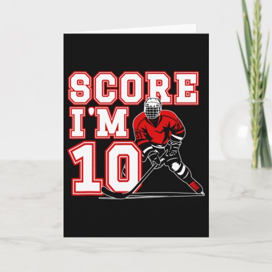 10e verjaardag ijshockey jongen Tien jaar oud ijsh Kaart (Voorkant)