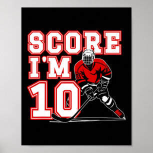 10e verjaardag ijshockey jongen tien jaar oud ijsh poster