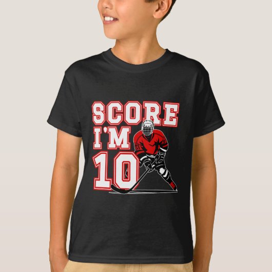 10e verjaardag ijshockey jongen Tien jaar oud ijsh T-shirt (Voorkant)