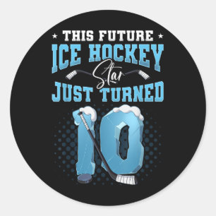 10e verjaardag ijshockey ronde sticker