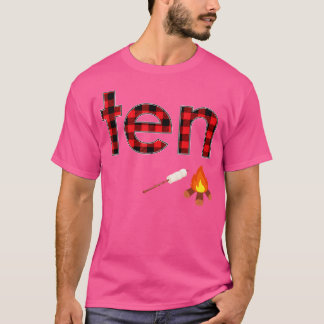 10e verjaardag jongen 10 jaar oude kampvuur Marshm T-shirt
