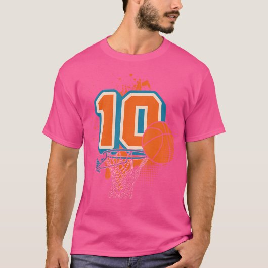 10e Verjaardag Jongen Basketbal Speler Basketbal 1 T-shirt (Voorkant)